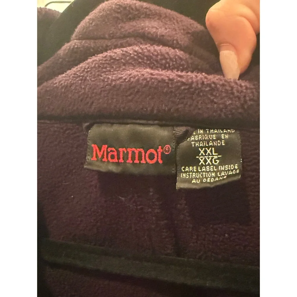 Marmot Mens XXL Full Zip Fleece Jacket Burgundy Plum Mock Neck Outdoor Hiking